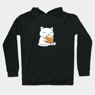 White Chubby Cat Toast Hoodie